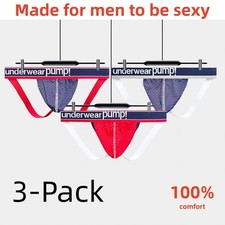 3 Pack  Men's Sexy Mesh Jockstrap Underwear, Breathable Athletic Jock Briefs picture