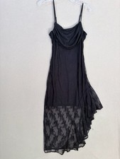 No Comment Black Lace Asymmetrical Midi Dress Size M picture