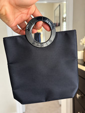 Vintage CELINE Paris Black Nylon Circle Ring Handle Mini Tote Bag Rare Y2K picture