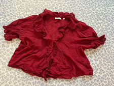 Doen Henri Top Deep Crimson Red Top Blouse Size S Small picture