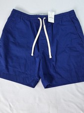 NWT J. CREW Medium Men's Cotton Blend Drawstring Elastic Waist Shorts Navy picture