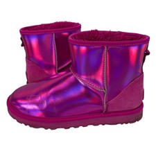 UGG Classic Mini Iridescent Dragon Fruit Pink Boots 1153532 Womens 9 picture