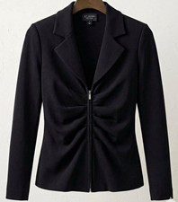 St. John Caviar Women’s Black Viscose Knit Full Zip Fitted Jacket Size 6 picture