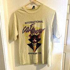 Topman Men's M Beige Graphic Print Crew Neck Short Sleeve T-Shirt picture