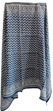 Traditional Indigo HandBlock Printed Cotton Sarong Pareo Beach Coverup for Women picture