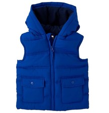 NEW Gymboree Boys 2 T Blue Hooded Puffer Vest Full Zip Pockets Polyester picture