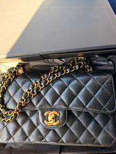CHANEL Small Black Classic Shoulder Bag Gold Chain Turn Lock w/ Box picture