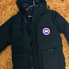 Canada Goose Expedition Men’s Black Parka Jacket Size L Hooded Zip Pockets 4660M picture