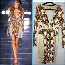 Just Cavalli Vintage Y2K Dress Size 44 AU 12 US 8 Animal Long Sleeve 00's Italy picture