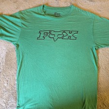 Fox Racing Men Shirt M Slim Fit Green Graphic Fox Logo Tee Short Sleeve picture