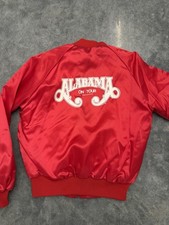 Vintage 1983 Tee Jays Satin Bomber Alabama On Tour Jacket Large Red Band Concert picture