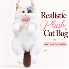 50cm Realistic Plush Cat Backpack Stuffed Animal Bag Cute Fluffy Kitten Gift picture