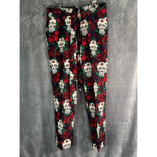 Suitmeister Day of the Dead Sugar Skull Rose Pants Mens L Tie Halloween Costume picture
