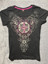 Harley Davidson Women's Black Pink Ornate Graphic T-Shirt Big Barn Des Moines picture