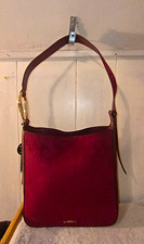 BCBGeneration Burgundy Leather/Suede Shoulder Bag Gold Hardware Removable Pouch picture