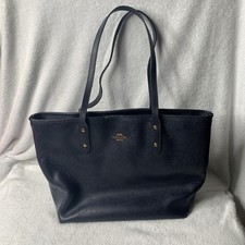 Coach City Zip Tote in Navy crossgrain leather with gold-tone hardware F58846 picture
