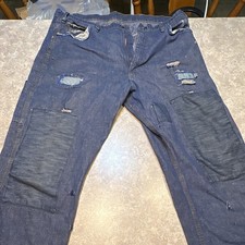 Vintage 60s/70s Distressed Carpenter Double Knee Jeans With Vintage Repairs. picture
