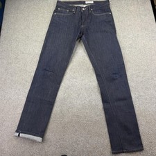 Gustin Jeans Mens 33x34 Blue Raw Selvage Slim Straight Denim Pants USA picture