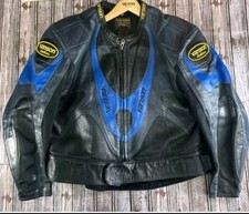 Rare VAN SON LEATHERS  VINTAGE LEATHER JACKET Black And Blue  picture