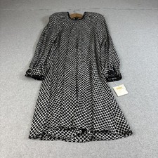 Vintage Raul Blanco Silk Dress Women 14 Black Puff Sleeve Midi Lagenlook 80s 90s picture