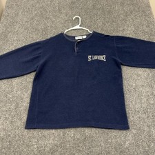 Vintage St. Lawrence The Game Henley Mens M Navy Cotton Poly Fleece Sporty picture