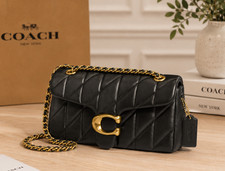 COACH Tabby 26 Quilted Leather Shoulder Bag Black Crossbody Purse CP150 NEW picture
