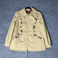 Vintage Junior Charm Quilted Floral Jacket Womens L Tan Zip Front Retro 70s picture