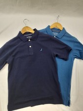 Nautica  Lot of 2 Boys' Short Sleeve Solid Polo Sport Navy Size L 14-16 Lot of 2 picture