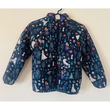 Disney Frozen 2 Puffer Jacket Kids Size 7/8 Elsa Anna Olaf Blue Quilted Coat picture