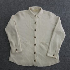 Sézane Sweater Cardigan Womens XS White Cotton Merino Collared Waffle Knit picture