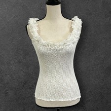 Vintage Y2K Cache Lace Ruffle Camisole Top Womens M Coquette Bridal Romantic picture