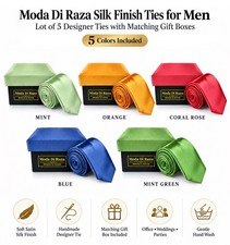 Wholesale Lot 5 Silk Finish Ties for Men – Solid Color Mens Tie, Ties Lot picture