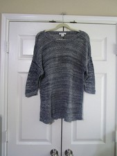 Liz Claiborne Women's Open Knit Sweater Size XL Blue Long Pullover picture