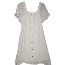 Naif Womens White Gauze Square Neck Flutter Sleeve Mini Dress DD1081 Small picture