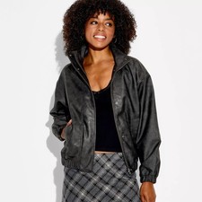 Wild Fable Women's Bomber Jacket Faux Leather picture