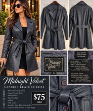 Vintage Midnight Velvet Dark Silver/Blue 100% Leather Jacket Size XL picture