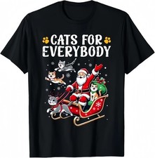 Cats For Everybody Christmas Cat Funny Xmas Santa T-Shirt S-5XL N3999 picture