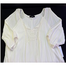 NAIF London Tunic Dress 3X White Boho Crochet Lace Cold Shoulder Gauze NEW NWT picture