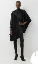 Aritzia Ten Fan Double Satin Mockneck Mini Dress Black Large picture