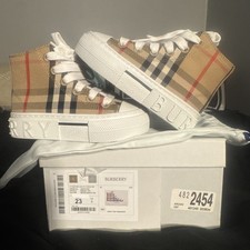 Burberry Mini Jack Archive Check High Top Sneakers Toddler EU 23 US 6 New In Box picture
