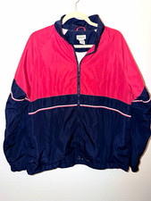 Classic Elements Men's Red/Navy Colorblock Nylon Zip Windbreaker Jacket Size L picture