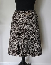 ANN TAYLOR Brown Pleated Zebra Animal Cotton Wool Silk Skirt Size 2 NWT picture