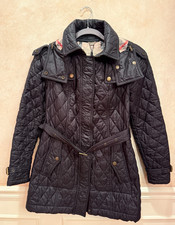 BURBERRY BRIT Black Quilted Utility Jacket with Detachable Hood Size S picture