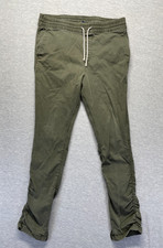 H&M Divided Twill Jogger Pants Mens 34 Green Cotton Ruched Ankle Zip Drawstring picture