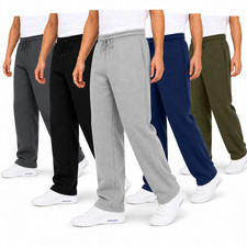 Men's Heavyweight Fleece Sweatpants, Open Bottom, Drawstring, Regular Fit S-3XL picture