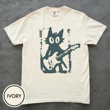 Rock Star Cat Shirt, Vintage Rock and Roll Y2K Electric Guitar Kitty Tee Music picture