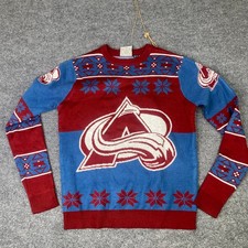 NHL Colorado Avalanche Mens Ugly Christmas Sweater Burgundy Blue Medium NHL Tag picture