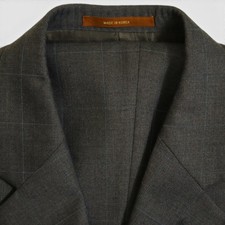 Tasso Elba 2 Piece Suit 43R Gray Windowpane Super 100s Italian Wool 3 Button picture