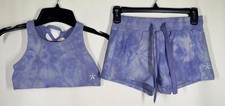 Rebel Athletic Girls Youth Large Set Purple Tie Dye Top & Bottom Tank & Spanks picture