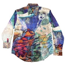 Robert Graham Shirt Mens L Space Therfore I Am Limited Edition Flip Cuff SAMPLE picture